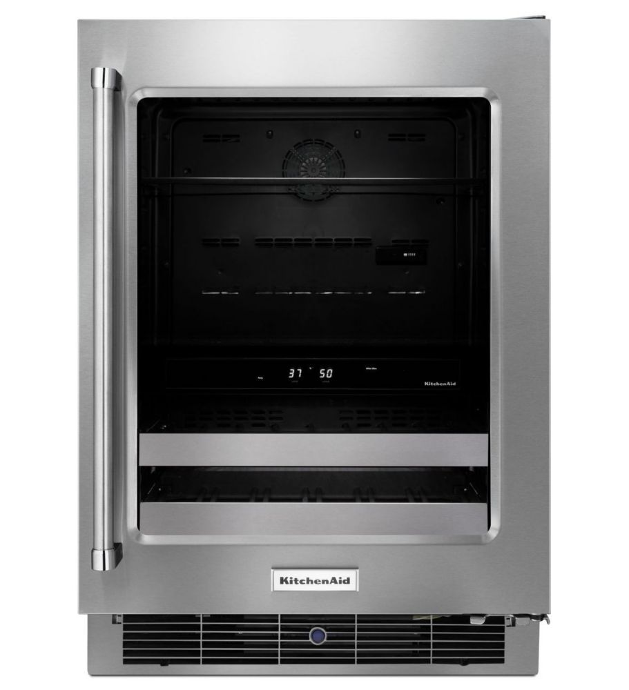 KitchenAid 24-inch W Undercounter Beverage Fridge in Stainless Steel ...