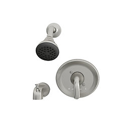 Cadet 1-Spray Wall-Mount Tub Shower Faucet in Brushed Nickel with Showerhead