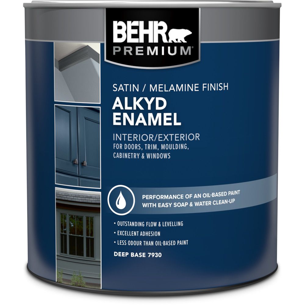 Behr Interior/Exterior Alkyd Satin Enamel, Melamine Finish Paint Deep