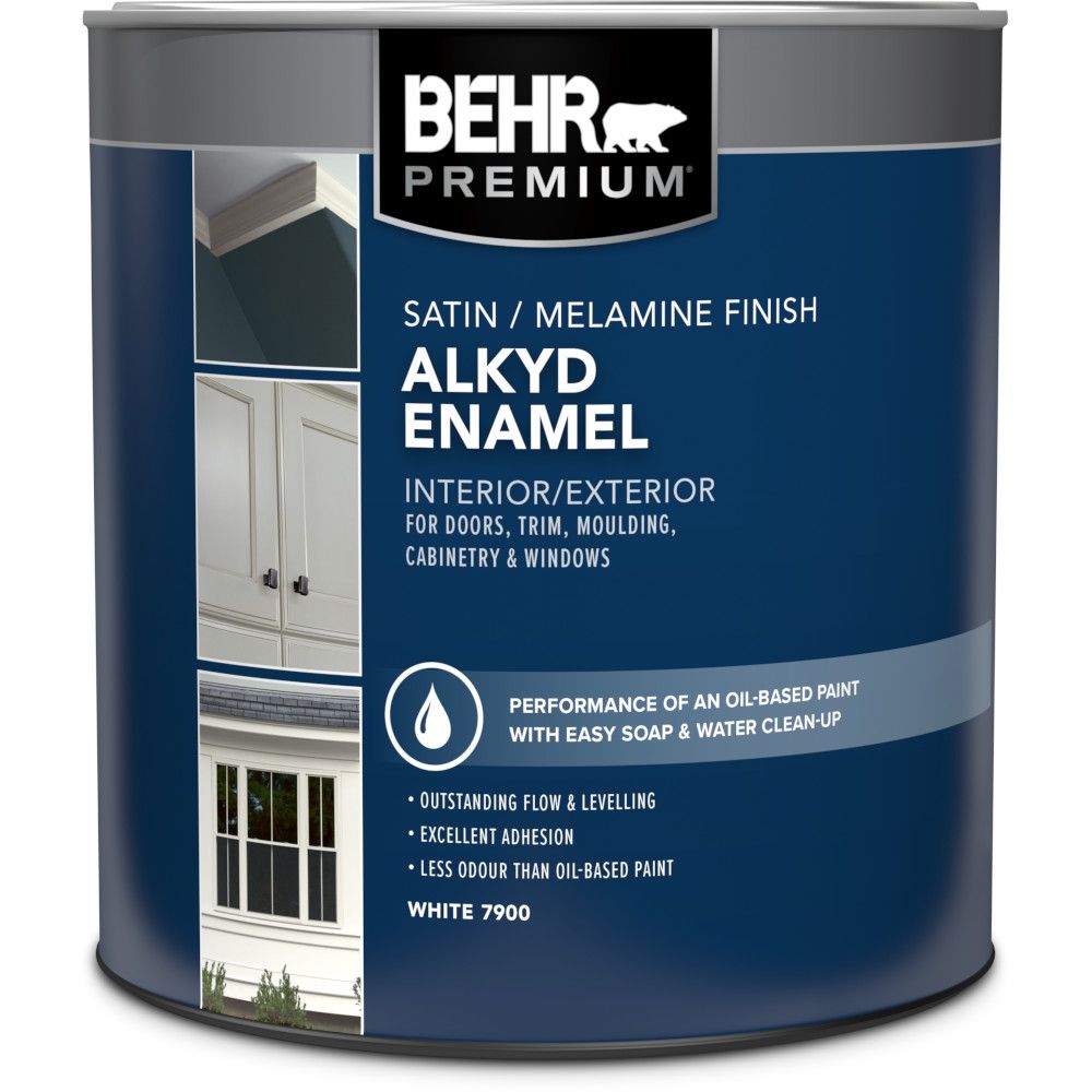 BEHR Interior/Exterior Alkyd Satin Enamel, Melamine Finish Paint