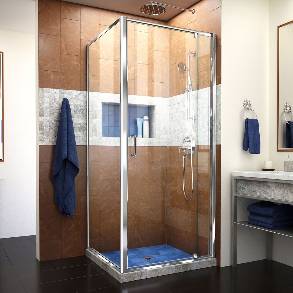 Flex 32 7 16 Inch To 36 7 16 Inch X 34 1 2 Inch X 72 Inch Framed Pivot Shower Door In Chrome