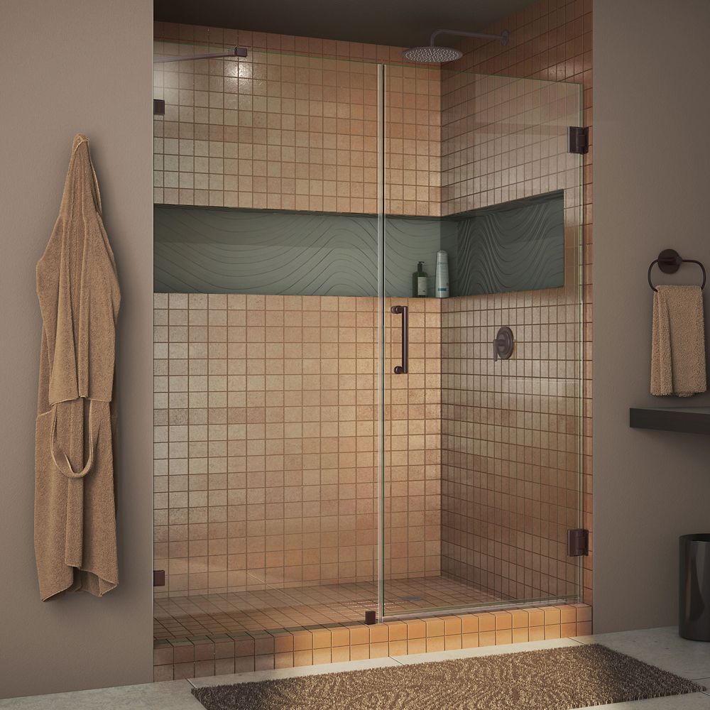 Dreamline Unidoor Lux 48 Inch X 72 Frameless Pivot Shower Door Dreamline Unidoor Lux 48 Inch X 72 Frameless Pivot Shower Door In Oil Rubbed Bronze With Handle The Home Depot Canada