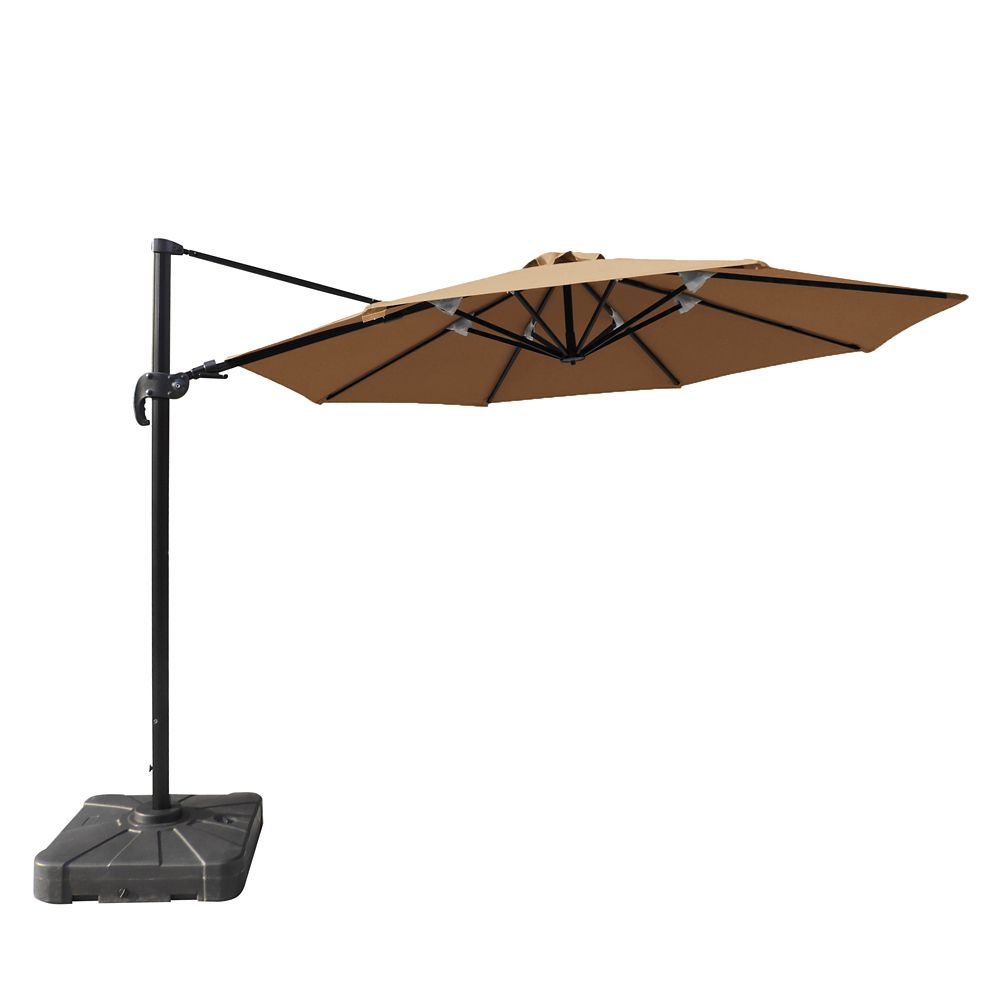 Patio Umbrellas The Home Depot Canada Compare Freeport 11 Ft Octagonal Cantilever Sunbrella Acrylic Patio Umbrella In Stone