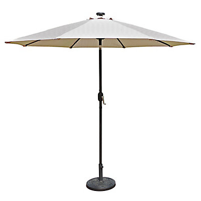 Island Umbrella Mirage Fiesta 9 Ft Market Solar Led Auto Tilt Patio Island Umbrella Mirage Fiesta 9 Ft Market Solar Led Auto Tilt Patio In Champagne Olefin The Home Depot Canada