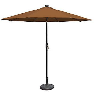 Island Umbrella Mirage Fiesta 9 Ft Market Solar Led Auto Tilt Patio Island Umbrella Mirage Fiesta 9 Ft Market Solar Led Auto Tilt Patio In Stone Olefin The Home Depot Canada
