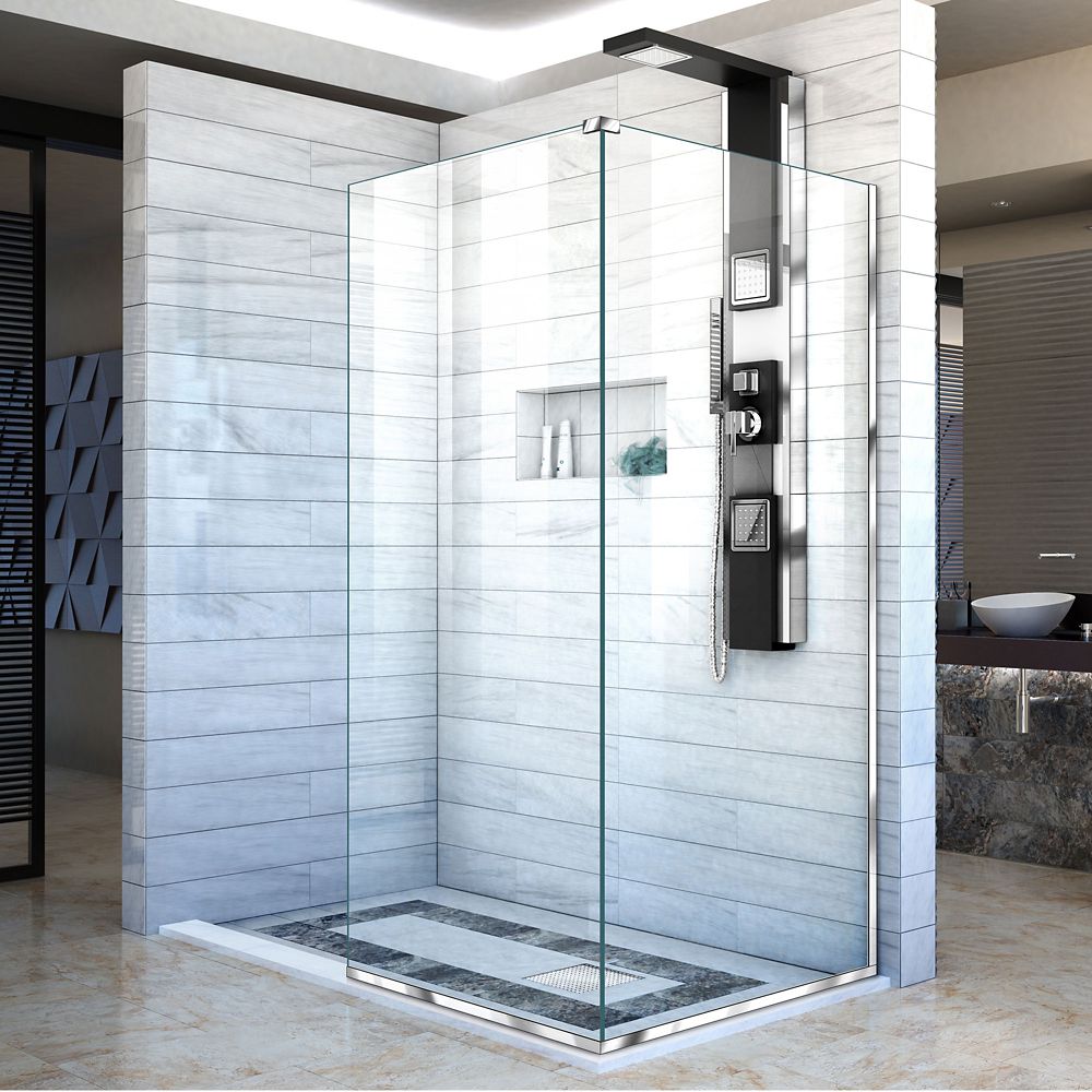 Dreamline Linea 30 Inch X 72 H Semi Frameless Fixed Shower Door Dreamline Linea 30 Inch X 72 H Semi Frameless Fixed Shower Door In Chrome