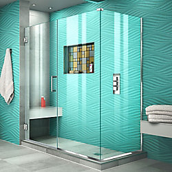 undefined Unidoor Plus 34-3/8-inch x 57-1/2-inch x 72-inch Hinged Shower Enclosure in Chrome