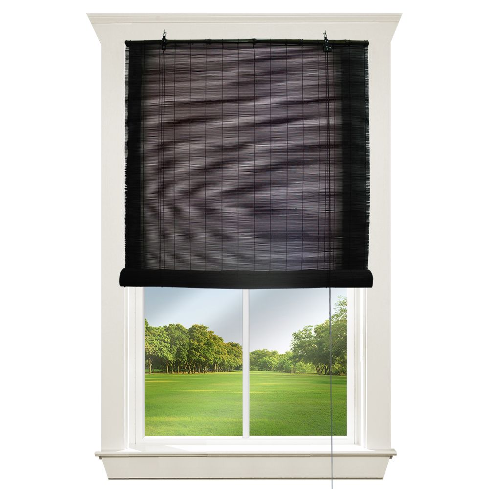 Hampton Bay 48 Inch - 72 Inch Corded Exterior Bamboo Roll Up Blind ...