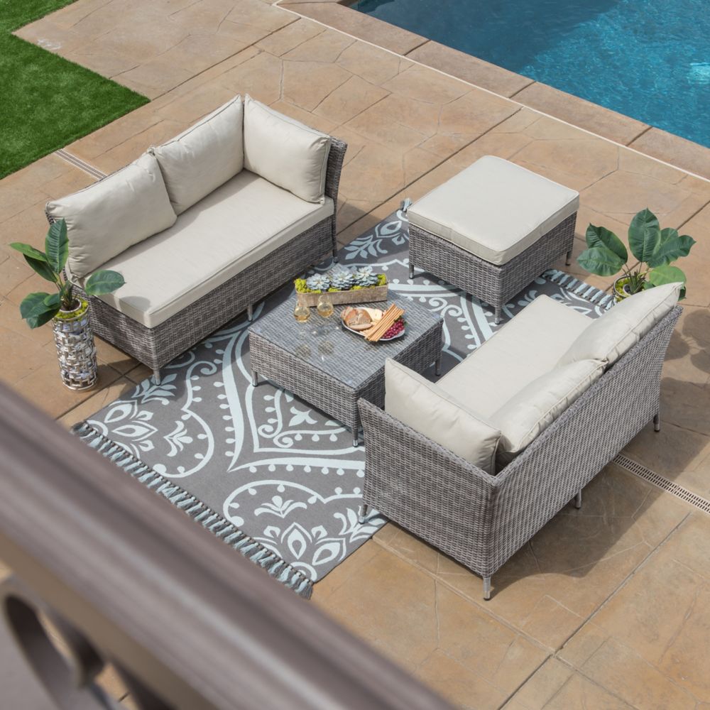 Patio Sets Outdoor Dining Bistro More The Home Depot Sirio Amarante 4 Piece Patio Deep Seating Set