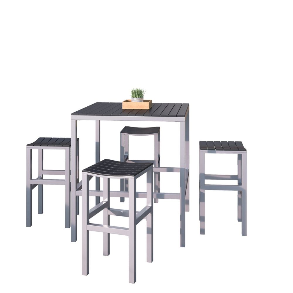 Outdoor Kitchen Set Style Elegant corliving 5 piece outdoor bar height bistro set in aluminum and black