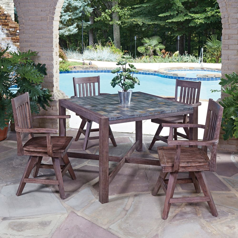 Morocco 5 Piece Square Patio Dining Set With Swivel Chairs