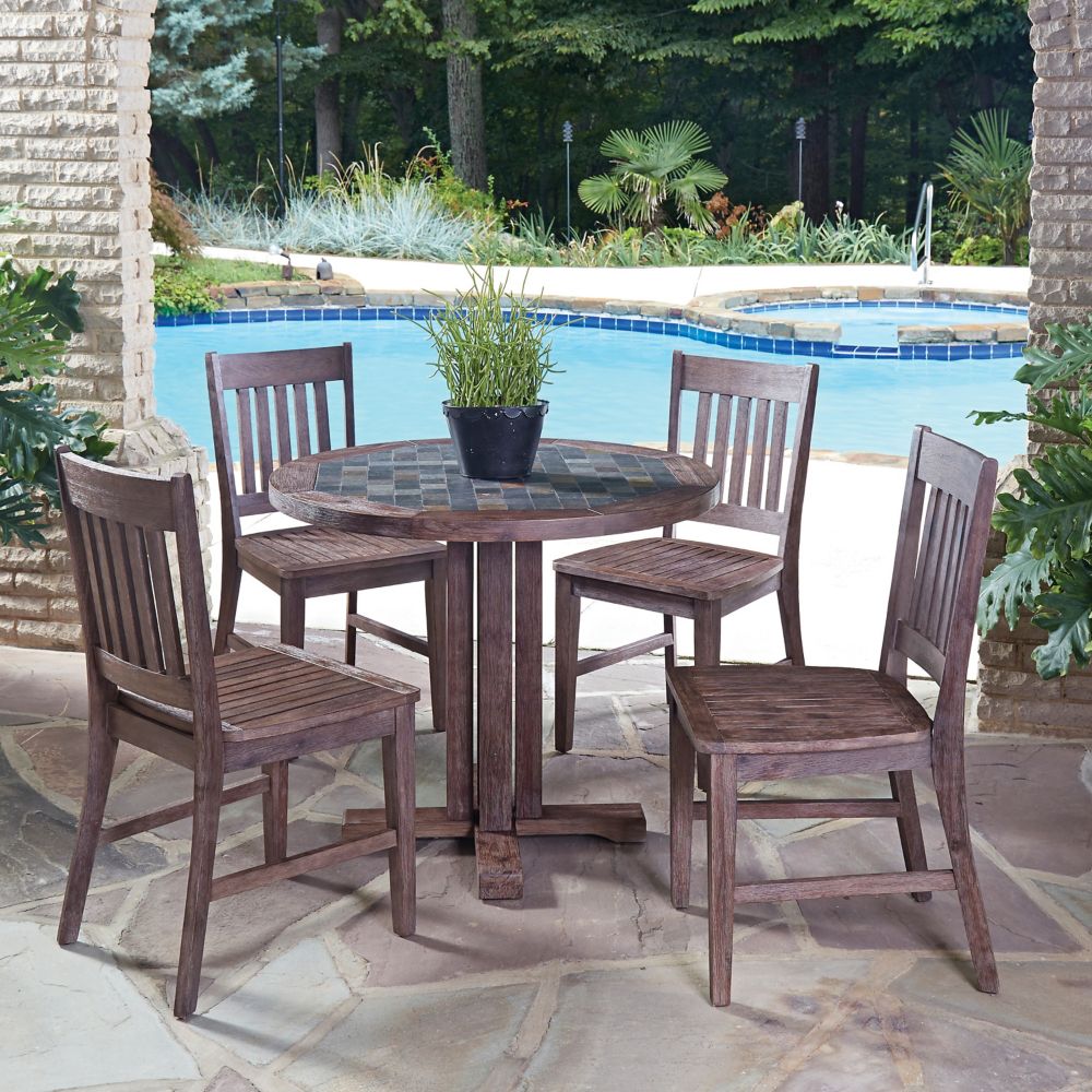 Home Styles Morocco 5-Piece Round Patio Dining Set with Arm Chairs