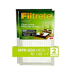 16-po x 25-po x 1-po Filtre antipoussière MPR 600 «Milieu de vie pur» FiltreteMC(2-pqt)