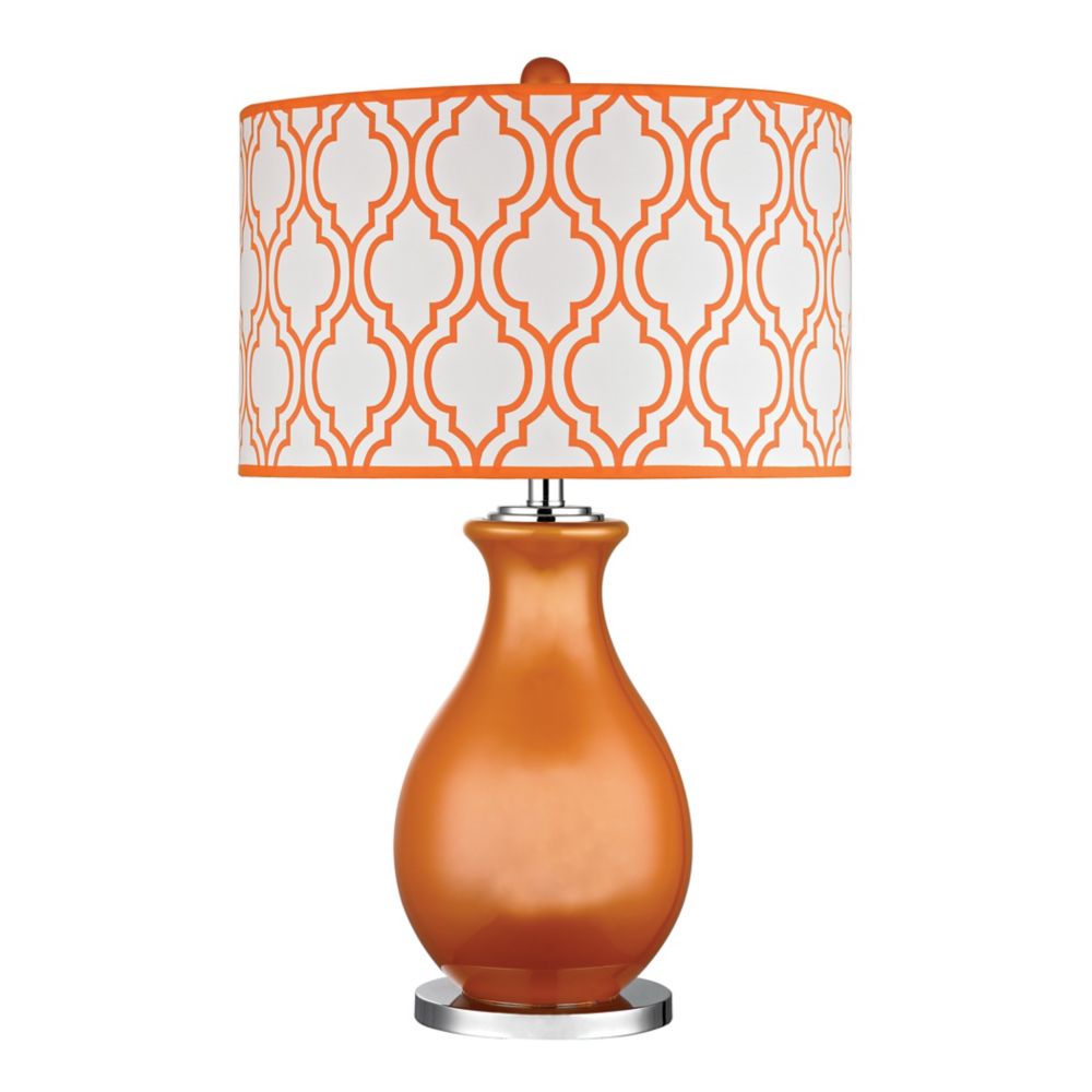 Titan Lighting Thatcham 26 Inch Table Lamp In Tangerine Orange And Thatcham 26 Inch Table Lamp In Tangerine Orange And Polished Nickel Photo Of Product