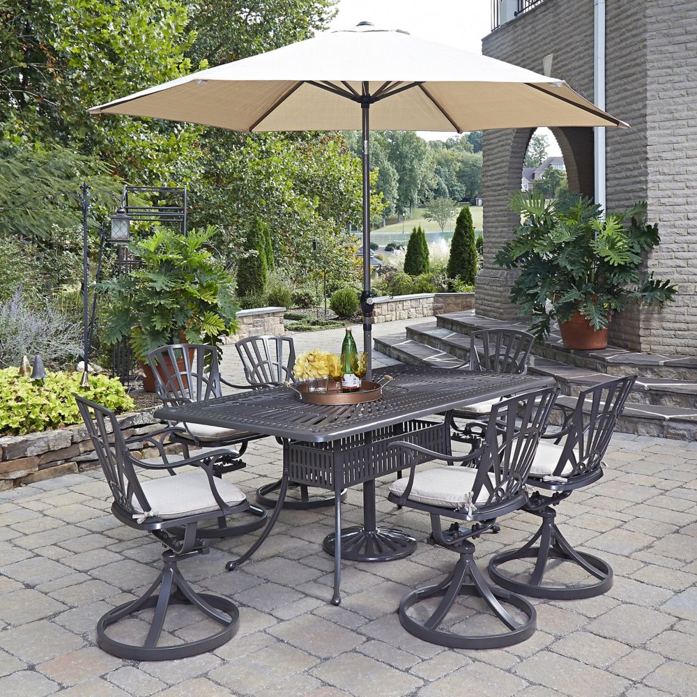 Home Styles Largo 7-Piece Rectangular Patio Dining Set with Cushioned