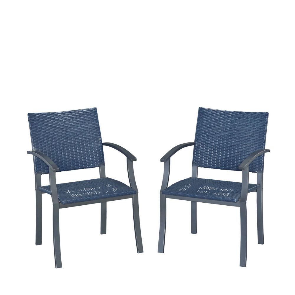 Home Styles Stone Veneer Synthetic Weave Patio Arm Chair (Set of 2