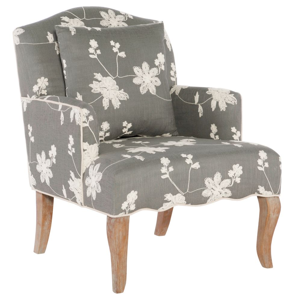 Traditional Bergère Polyester/Polyester Blend Accent Chair in Grey with