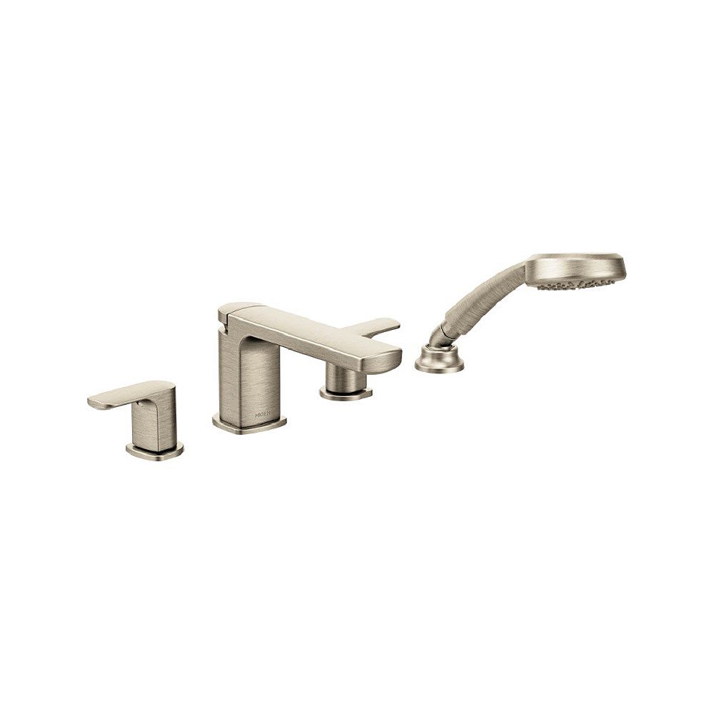 MOEN Rizon 2Handle Deck Mount Roman Tub Faucet with handshower in Brushed Nickel (Valve S