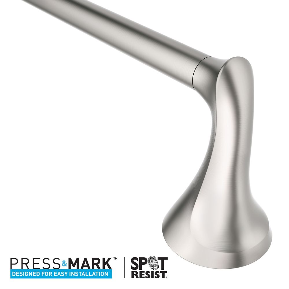 Darcy 18 Inch Towel Bar with Press and Mark in Brushed Nickel
