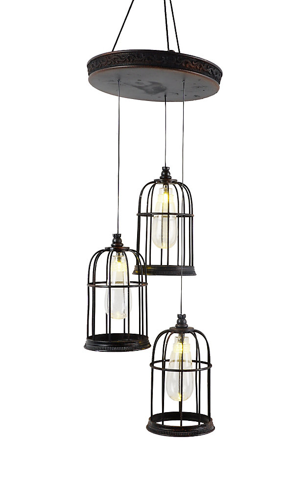 Hanging Cages 3 Light Led Decoration Pendant Fixture With Sound Effects