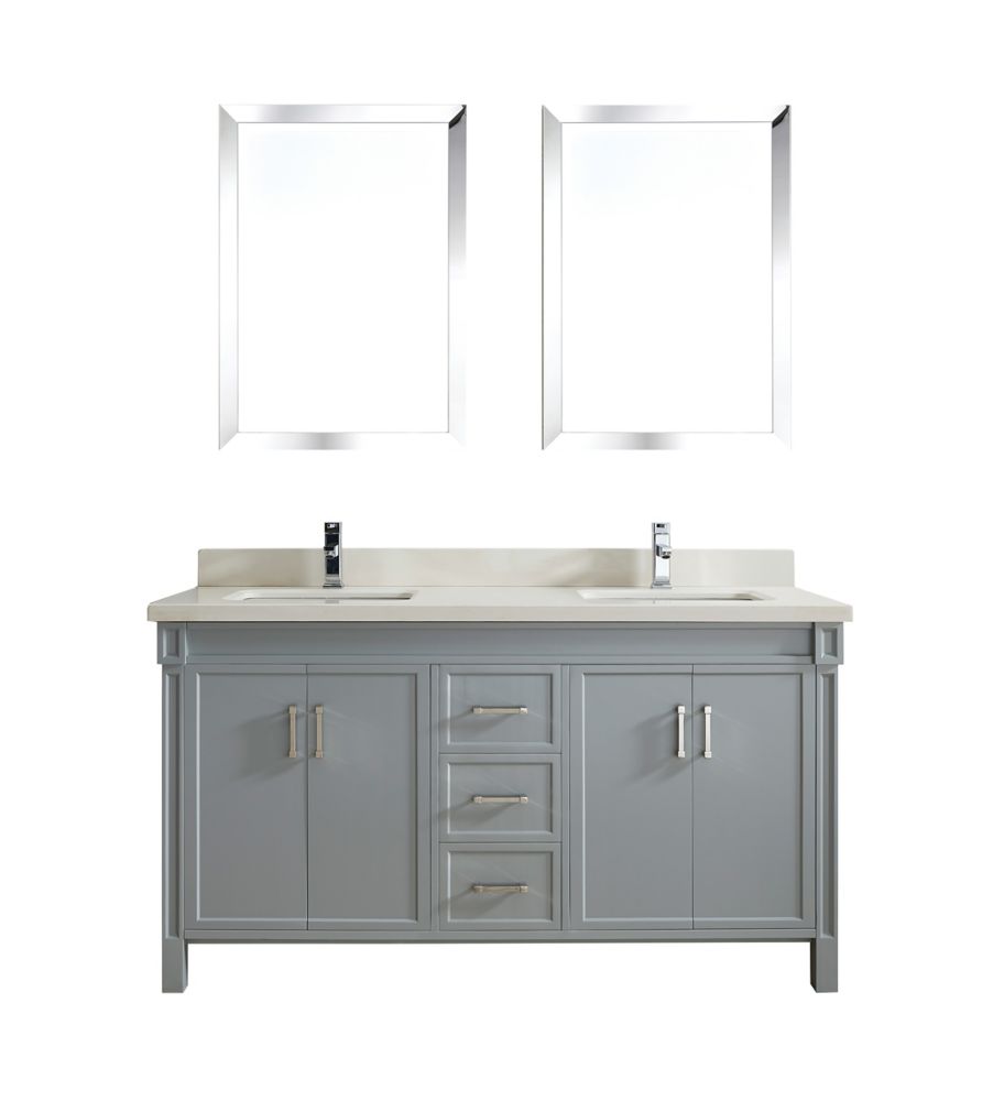 Art Bathe Serrano 63 Inch W 3 Drawer 4 Door Vanity In Grey With