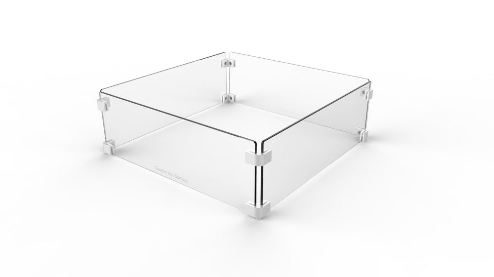 Paramount 22 Inch Square Glass Wind Guard For Fire Pit Paramount 22 Inch Square Glass Wind Guard For Fire Pit Tables