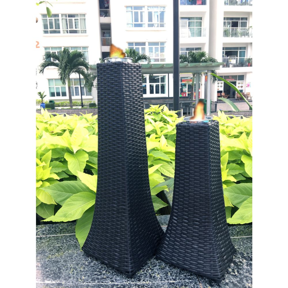 Paramount Towers Set of 2 Wicker Gel Burners in Black The Home Depot