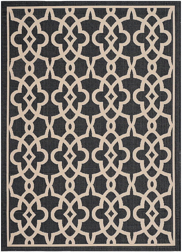Courtyard Jane Black Beige 8 Ft X 11 Indoor Outdoor Area Rug