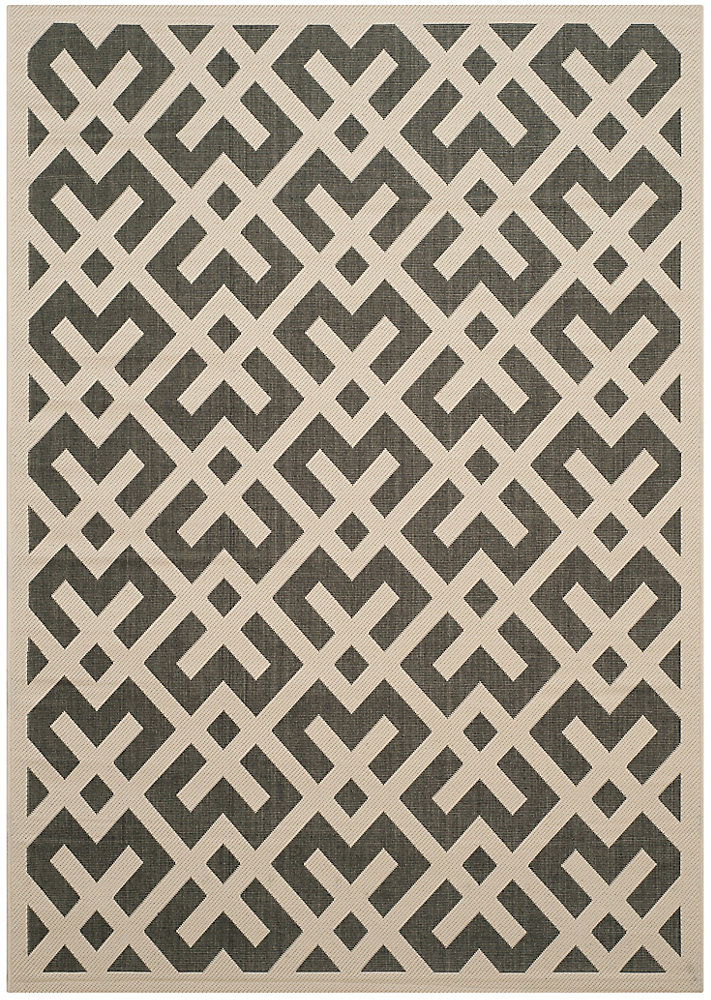 Courtyard Leia Black Beige 5 Ft 3 Inch X 7 Indoor Outdoor Area Rug