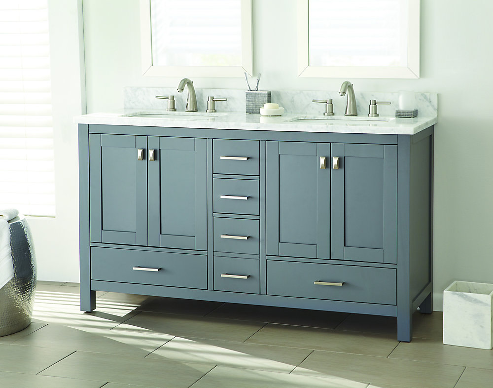 Franklin Square 60 Inch W 5 Drawer 4 Door Vanity In Grey