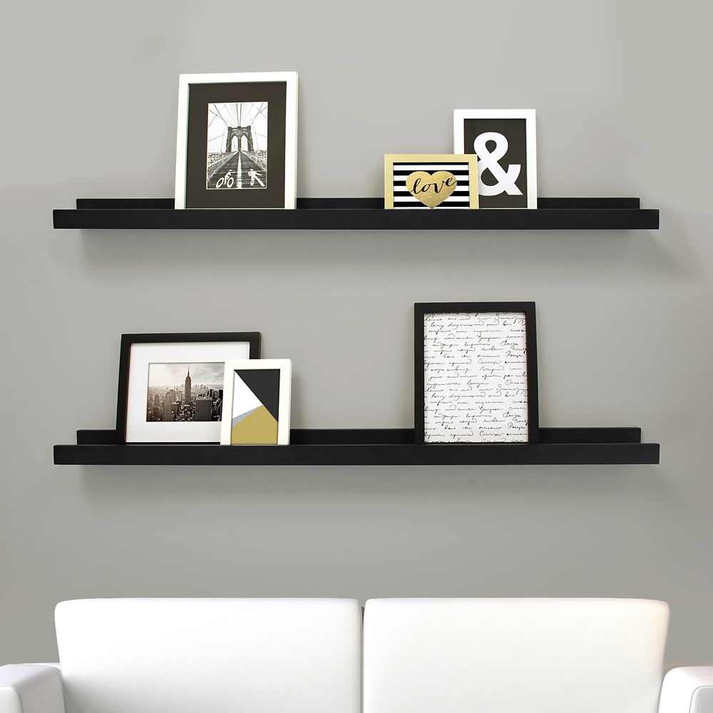 Kiera Grace Edge 44x4 Inch Picture Frame Ledge Black (2Pack) The