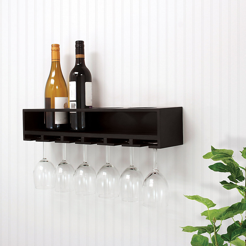 Claret 22x5x4 5 Inch Wine Bottle Glass Holder Wall Shelf Black