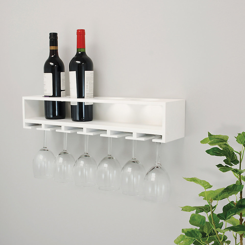 Claret 22x5x4 5 Inch Wine Bottle Glass Holder Wall Shelf White