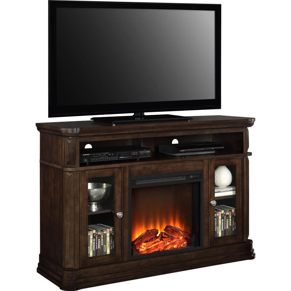 Dorel Brooklyn 47inch x 51inch 70 lb. Capacity Fireplace TV Stand in
