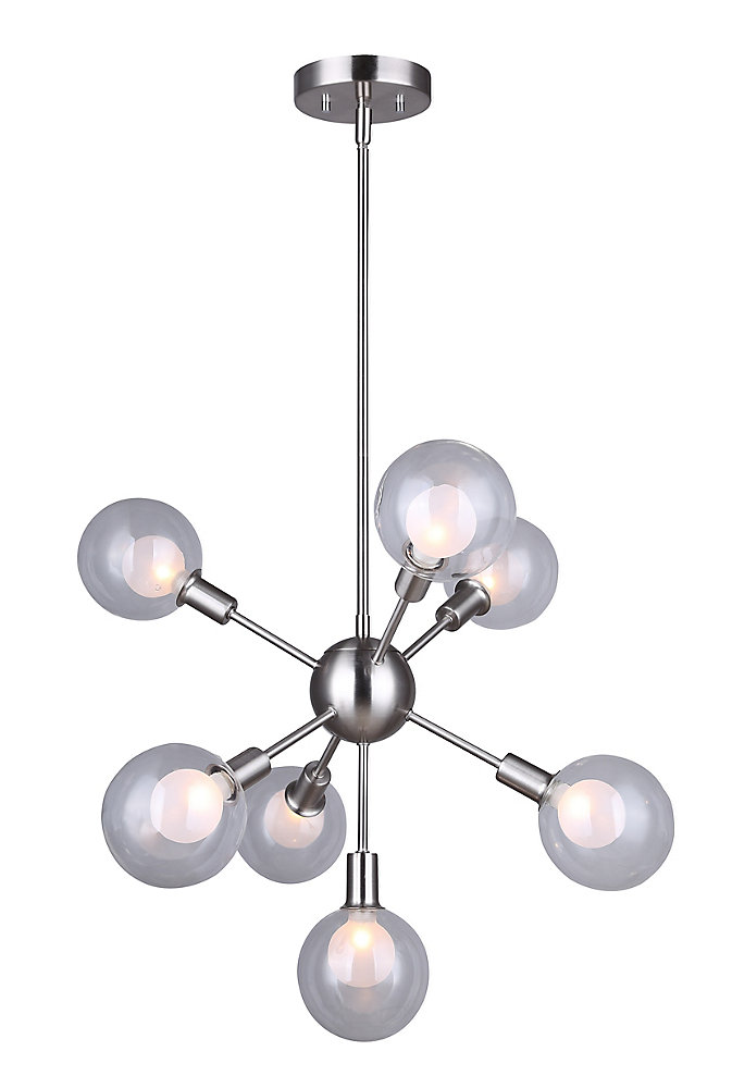 Glass Rod Pendant Light canarm healey 7 light rod pendant light fixture in brushed nickel with double glass