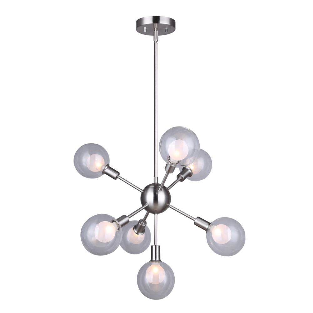 Glass Rod Pendant Light canarm healey 7 light rod pendant light fixture in brushed nickel with double glass