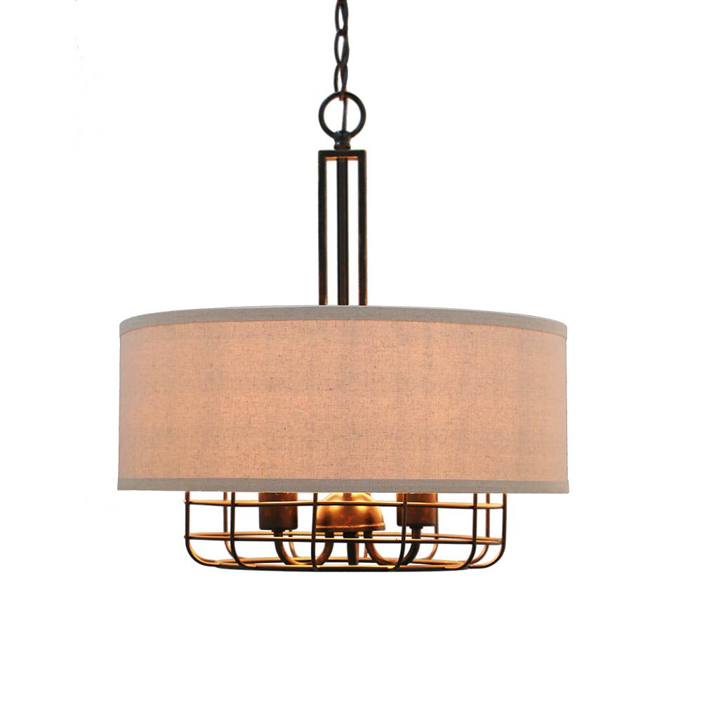 Bronze Pendant Light Home Depot home decorators collection 3 light 60w bronze pendant with grey fabric shade