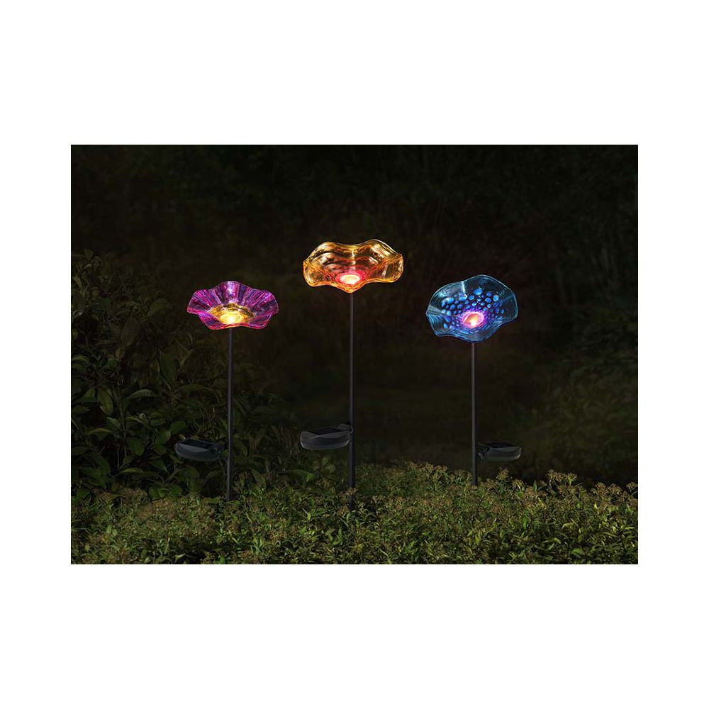 Sunjoy Set of 3 27 Inch Flower Garden Stakes With Solar LED The Home