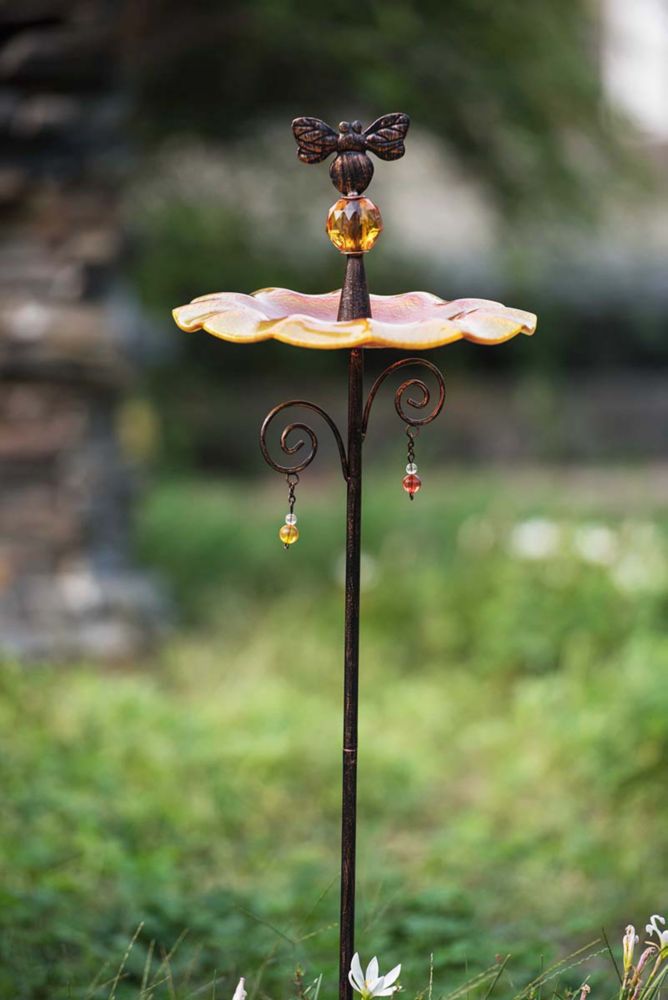 Sunjoy Glass Garden Stake Bird Feeder The Home Depot Canada