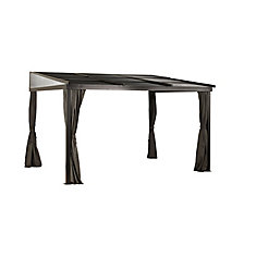 Francfort 10 ft. x 12 ft. Wall-Mounted Sun Shelter in Dark Brown