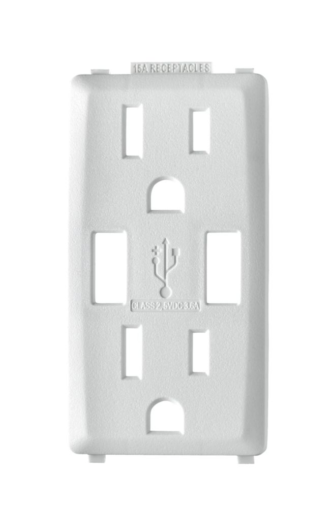 Face Plate for 3.6A USB Charger/15A Receptacle (Wallplate not Included) in White