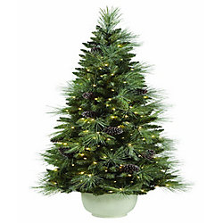 6.5 ft LED Pre-Lit Decorated Dusted Potted Tree