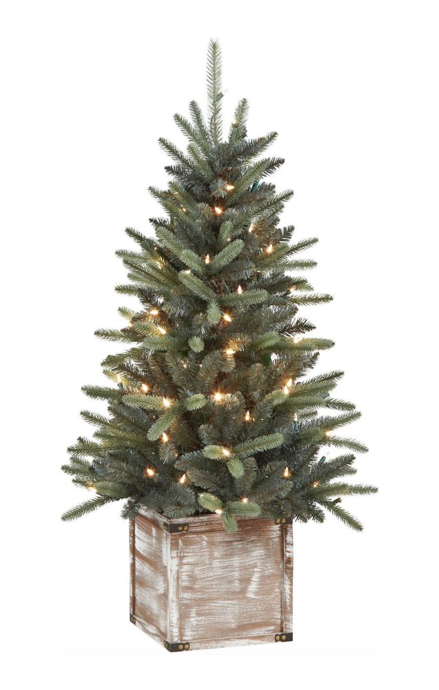 Home Accents Holiday 4 ft. Prelit LED Blue Spruce Porch Tree The Home