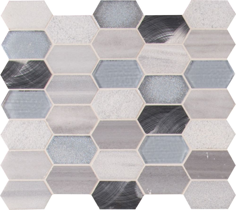 Sassi 2inch x 6inch Glass Brick Mosaic Tile in Arctic Fog The Home