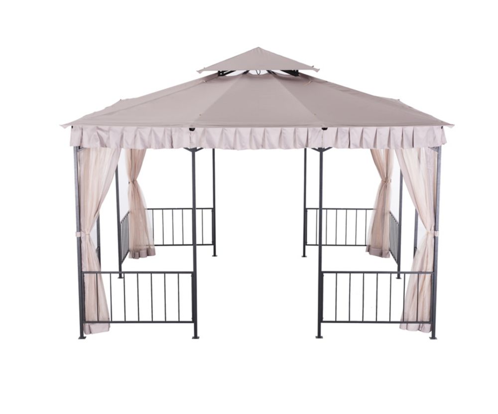 Hampton Bay Tiki 8 ft. x 5 ft. Grill Gazebo with Built-in Shelves | The