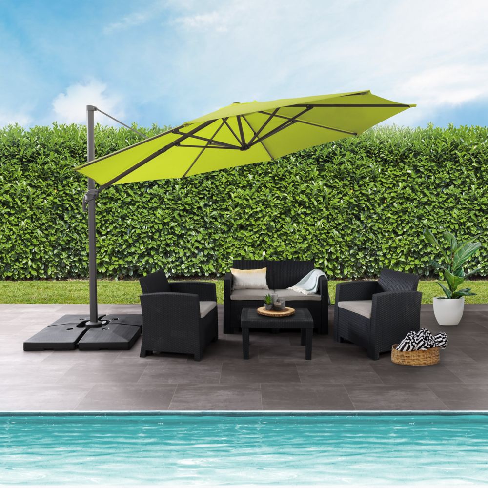 Corliving 11.5 ft. UV Resistant Deluxe Offset Lime Green Patio Umbrella