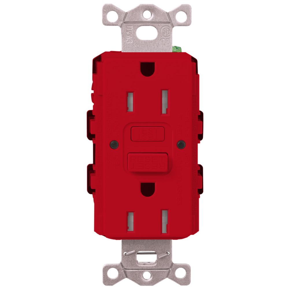 Lutron Claro 15Amp TamperResistant GFCI Duplex Receptacle, Hot The