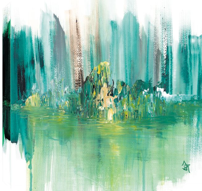 Art Maison Canada Green Sea Abstract, Gallary Wrapped Canvas Wall Art