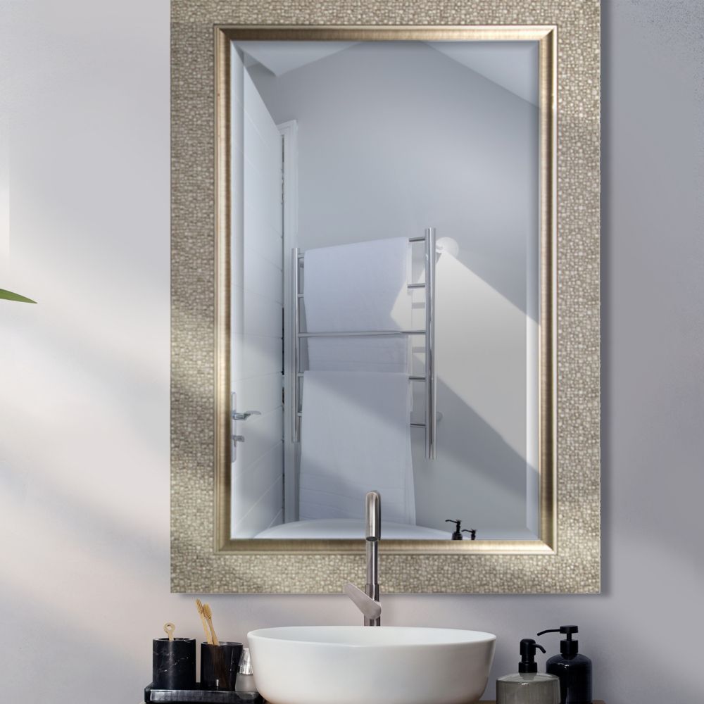 Bathroom Mirrors Vanity Makeup More The Home Depot Canada Mirrorize Ca Designer Silver Beveled Mirror 27x43 Inner
