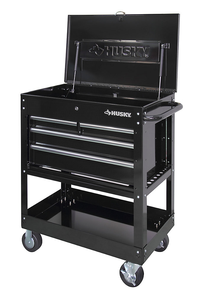 Husky Tool Cart >> 33 Inch 4 Drawer Mechanics Tool Utility Cart In Black Husky Tool Cart >> 33 Inch 4 Drawer Mechanics Tool Utility Cart In Black